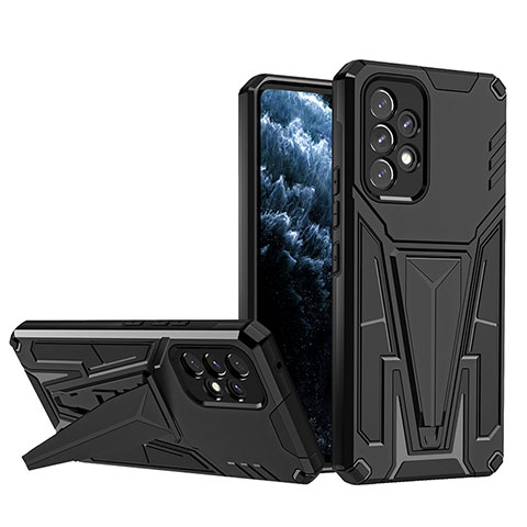 Funda Bumper Silicona y Plastico Mate Carcasa con Soporte MQ1 para Samsung Galaxy A53 5G Negro