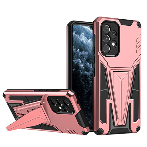 Funda Bumper Silicona y Plastico Mate Carcasa con Soporte MQ1 para Samsung Galaxy A53 5G Oro Rosa