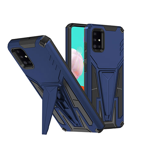 Funda Bumper Silicona y Plastico Mate Carcasa con Soporte MQ1 para Samsung Galaxy A71 5G Azul