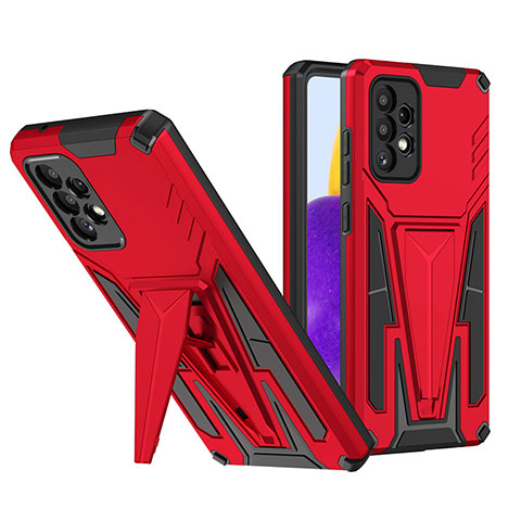 Funda Bumper Silicona y Plastico Mate Carcasa con Soporte MQ1 para Samsung Galaxy A72 5G Rojo