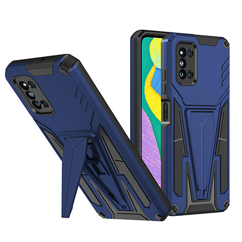 Funda Bumper Silicona y Plastico Mate Carcasa con Soporte MQ1 para Samsung Galaxy F52 5G Azul