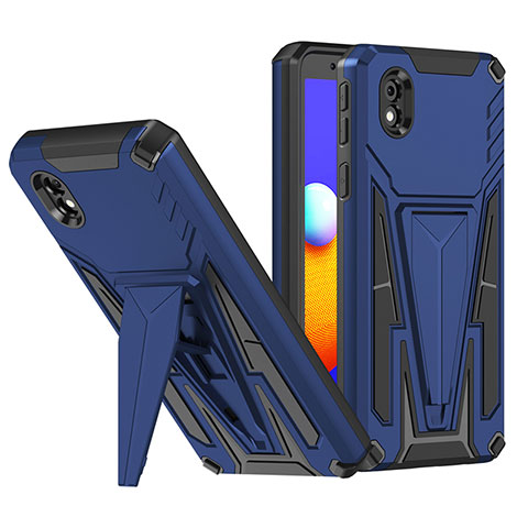 Funda Bumper Silicona y Plastico Mate Carcasa con Soporte MQ1 para Samsung Galaxy M01 Core Azul