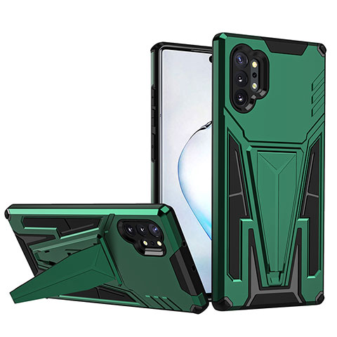 Funda Bumper Silicona y Plastico Mate Carcasa con Soporte MQ1 para Samsung Galaxy Note 10 Plus 5G Verde