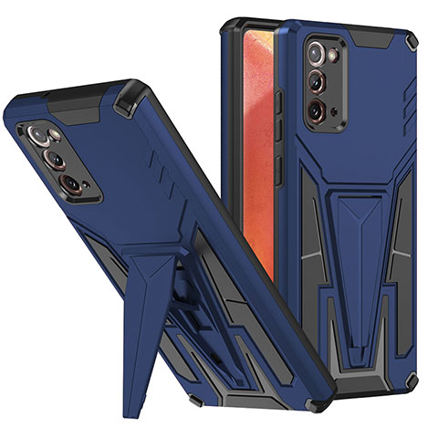 Funda Bumper Silicona y Plastico Mate Carcasa con Soporte MQ1 para Samsung Galaxy Note 20 5G Azul