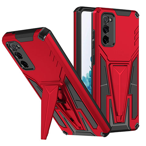 Funda Bumper Silicona y Plastico Mate Carcasa con Soporte MQ1 para Samsung Galaxy S20 FE 4G Rojo