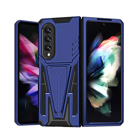 Funda Bumper Silicona y Plastico Mate Carcasa con Soporte MQ1 para Samsung Galaxy Z Fold3 5G Azul