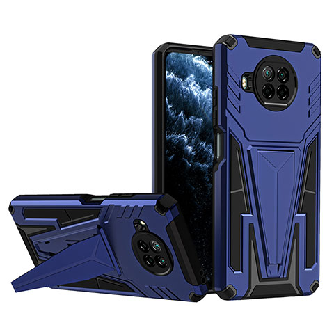 Funda Bumper Silicona y Plastico Mate Carcasa con Soporte MQ1 para Xiaomi Mi 10i 5G Azul