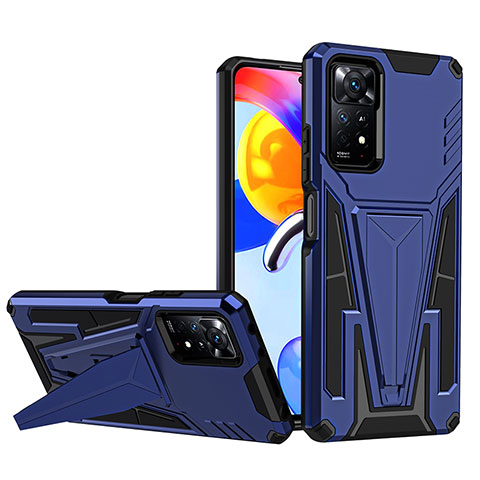 Funda Bumper Silicona y Plastico Mate Carcasa con Soporte MQ1 para Xiaomi Redmi Note 12 Pro 4G Azul