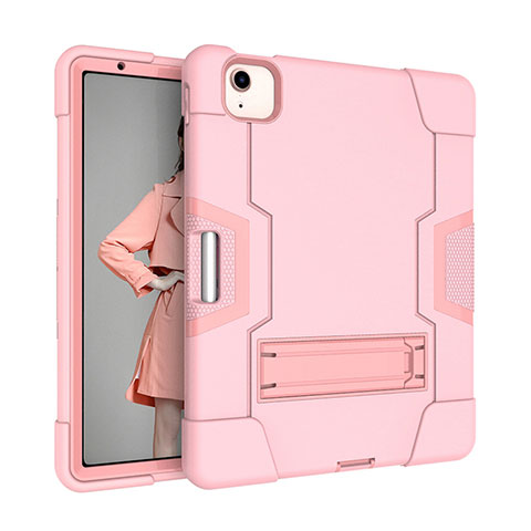 Funda Bumper Silicona y Plastico Mate Carcasa con Soporte para Apple iPad Air 4 10.9 (2020) Rosa