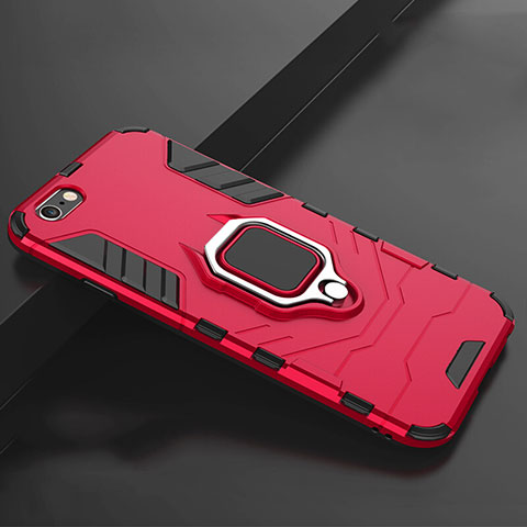 Funda Bumper Silicona y Plastico Mate Carcasa con Soporte para Apple iPhone 8 Rojo