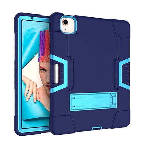 Funda Bumper Silicona y Plastico Mate Carcasa con Soporte para Apple New iPad Air 10.9 (2020) Azul