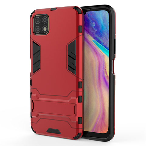 Funda Bumper Silicona y Plastico Mate Carcasa con Soporte para Huawei Enjoy 20 5G Rojo