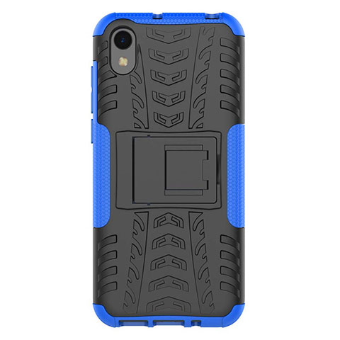 Funda Bumper Silicona y Plastico Mate Carcasa con Soporte para Huawei Enjoy 8S Azul