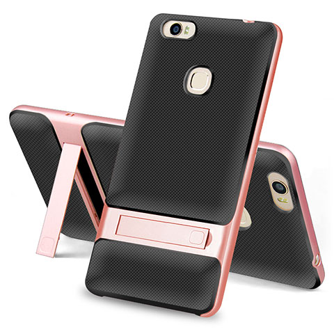 Funda Bumper Silicona y Plastico Mate Carcasa con Soporte para Huawei Honor Note 8 Negro