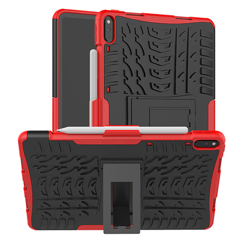 Funda Bumper Silicona y Plastico Mate Carcasa con Soporte para Huawei MatePad Pro Rojo