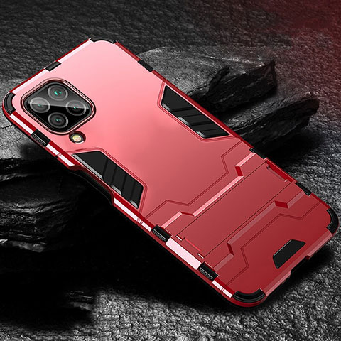 Funda Bumper Silicona y Plastico Mate Carcasa con Soporte para Huawei Nova 6 SE Rojo