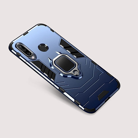 Funda Bumper Silicona y Plastico Mate Carcasa con Soporte para Huawei P30 Lite New Edition Azul