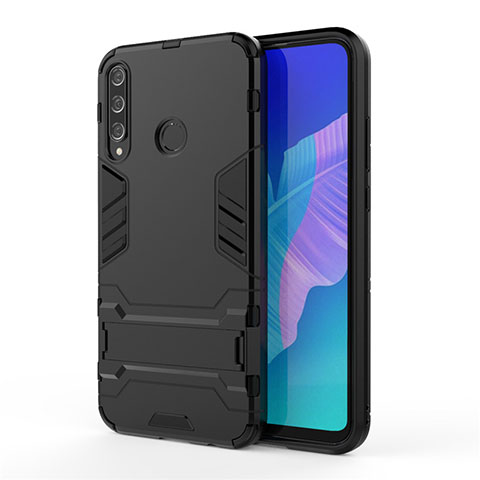 Funda Bumper Silicona y Plastico Mate Carcasa con Soporte para Huawei P40 Lite E Negro