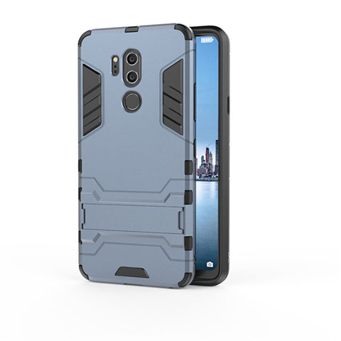 Funda Bumper Silicona y Plastico Mate Carcasa con Soporte para LG G7 Azul