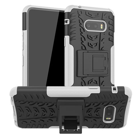 Funda Bumper Silicona y Plastico Mate Carcasa con Soporte para LG G8X ThinQ Gris