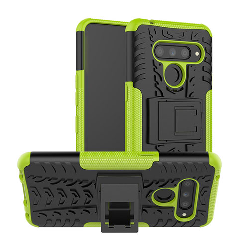 Funda Bumper Silicona y Plastico Mate Carcasa con Soporte para LG V50 ThinQ 5G Verde