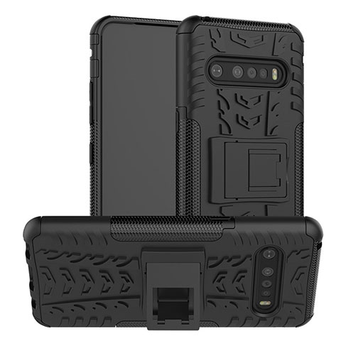 Funda Bumper Silicona y Plastico Mate Carcasa con Soporte para LG V60 ThinQ 5G Negro