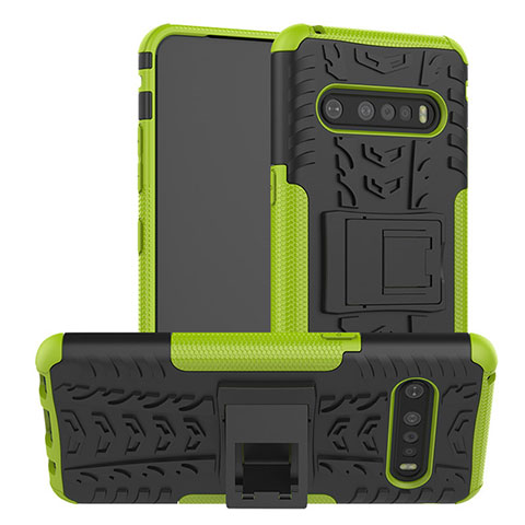 Funda Bumper Silicona y Plastico Mate Carcasa con Soporte para LG V60 ThinQ 5G Verde