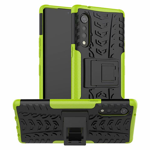 Funda Bumper Silicona y Plastico Mate Carcasa con Soporte para LG Velvet 4G Verde