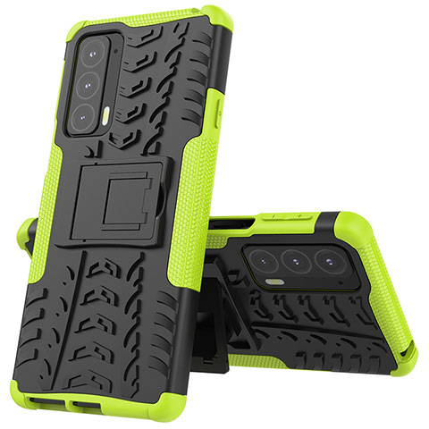 Funda Bumper Silicona y Plastico Mate Carcasa con Soporte para Motorola Moto Edge 20 5G Verde