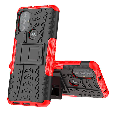 Funda Bumper Silicona y Plastico Mate Carcasa con Soporte para Motorola Moto G Play (2023) Rojo