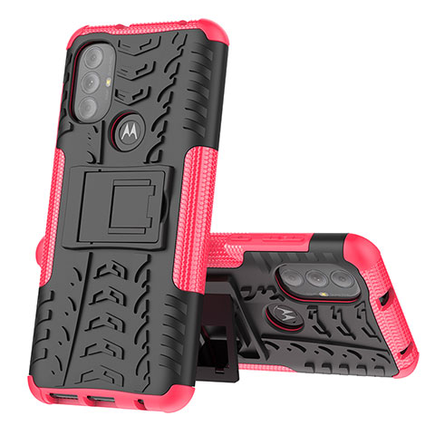 Funda Bumper Silicona y Plastico Mate Carcasa con Soporte para Motorola Moto G Play (2023) Rosa Roja