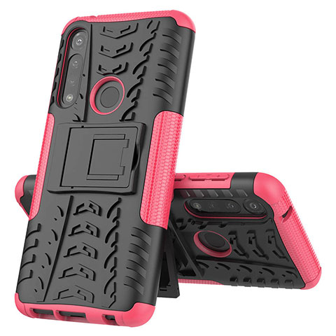 Funda Bumper Silicona y Plastico Mate Carcasa con Soporte para Motorola Moto G Power Rosa