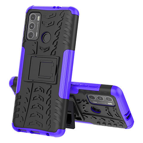 Funda Bumper Silicona y Plastico Mate Carcasa con Soporte para Motorola Moto G40 Fusion Morado