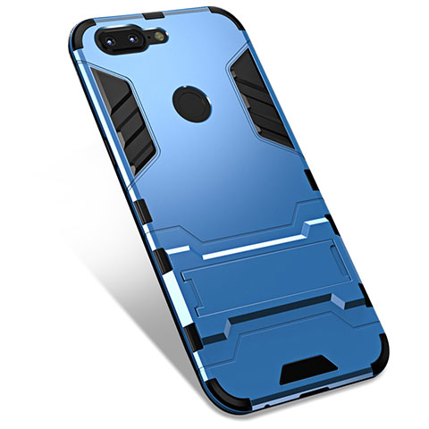 Funda Bumper Silicona y Plastico Mate Carcasa con Soporte para OnePlus 5T A5010 Azul