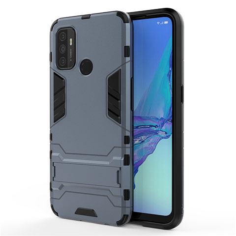 Funda Bumper Silicona y Plastico Mate Carcasa con Soporte para Oppo A11s Azul