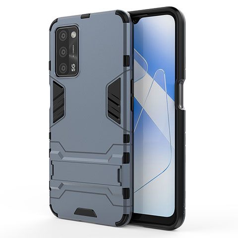 Funda Bumper Silicona y Plastico Mate Carcasa con Soporte para Oppo A53s 5G Azul