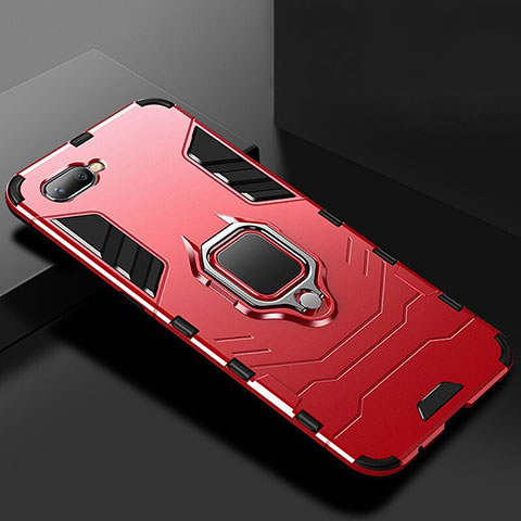 Funda Bumper Silicona y Plastico Mate Carcasa con Soporte para Oppo K1 Rojo