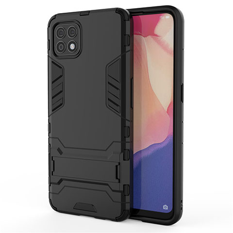 Funda Bumper Silicona y Plastico Mate Carcasa con Soporte para Oppo Reno4 SE 5G Negro