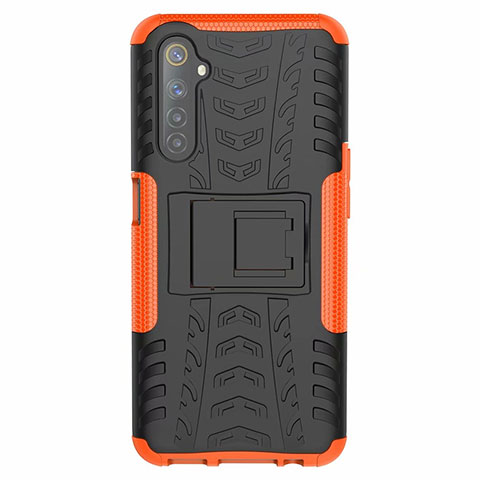 Funda Bumper Silicona y Plastico Mate Carcasa con Soporte para Realme 6s Naranja