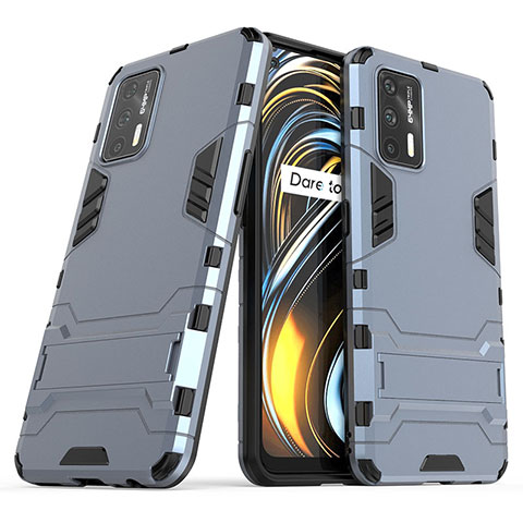 Funda Bumper Silicona y Plastico Mate Carcasa con Soporte para Realme GT 5G Azul