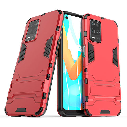 Funda Bumper Silicona y Plastico Mate Carcasa con Soporte para Realme Q3i 5G Rojo