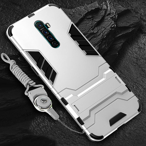 Funda Bumper Silicona y Plastico Mate Carcasa con Soporte para Realme X2 Pro Blanco