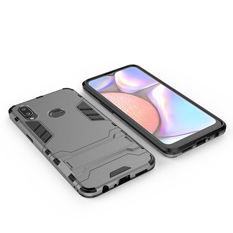 Funda Bumper Silicona y Plastico Mate Carcasa con Soporte para Samsung Galaxy A10s Gris