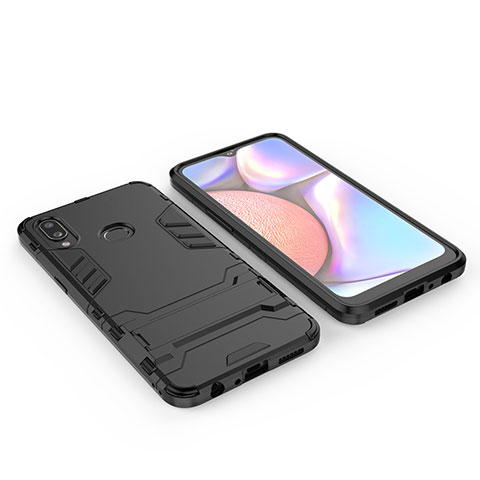 Funda Bumper Silicona y Plastico Mate Carcasa con Soporte para Samsung Galaxy A10s Negro