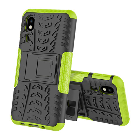 Funda Bumper Silicona y Plastico Mate Carcasa con Soporte para Samsung Galaxy A2 Core A260F A260G Verde