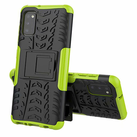 Funda Bumper Silicona y Plastico Mate Carcasa con Soporte para Samsung Galaxy A41 Verde