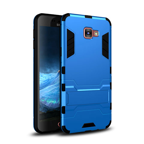 Funda Bumper Silicona y Plastico Mate Carcasa con Soporte para Samsung Galaxy A9 Pro (2016) SM-A9100 Azul