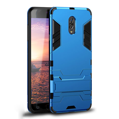 Funda Bumper Silicona y Plastico Mate Carcasa con Soporte para Samsung Galaxy C7 (2017) Azul Cielo