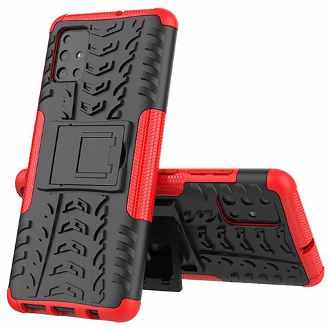 Funda Bumper Silicona y Plastico Mate Carcasa con Soporte para Samsung Galaxy M40S Rojo