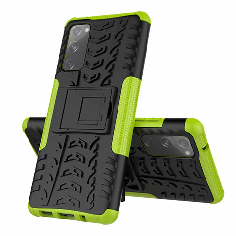 Funda Bumper Silicona y Plastico Mate Carcasa con Soporte para Samsung Galaxy S20 FE 5G Verde